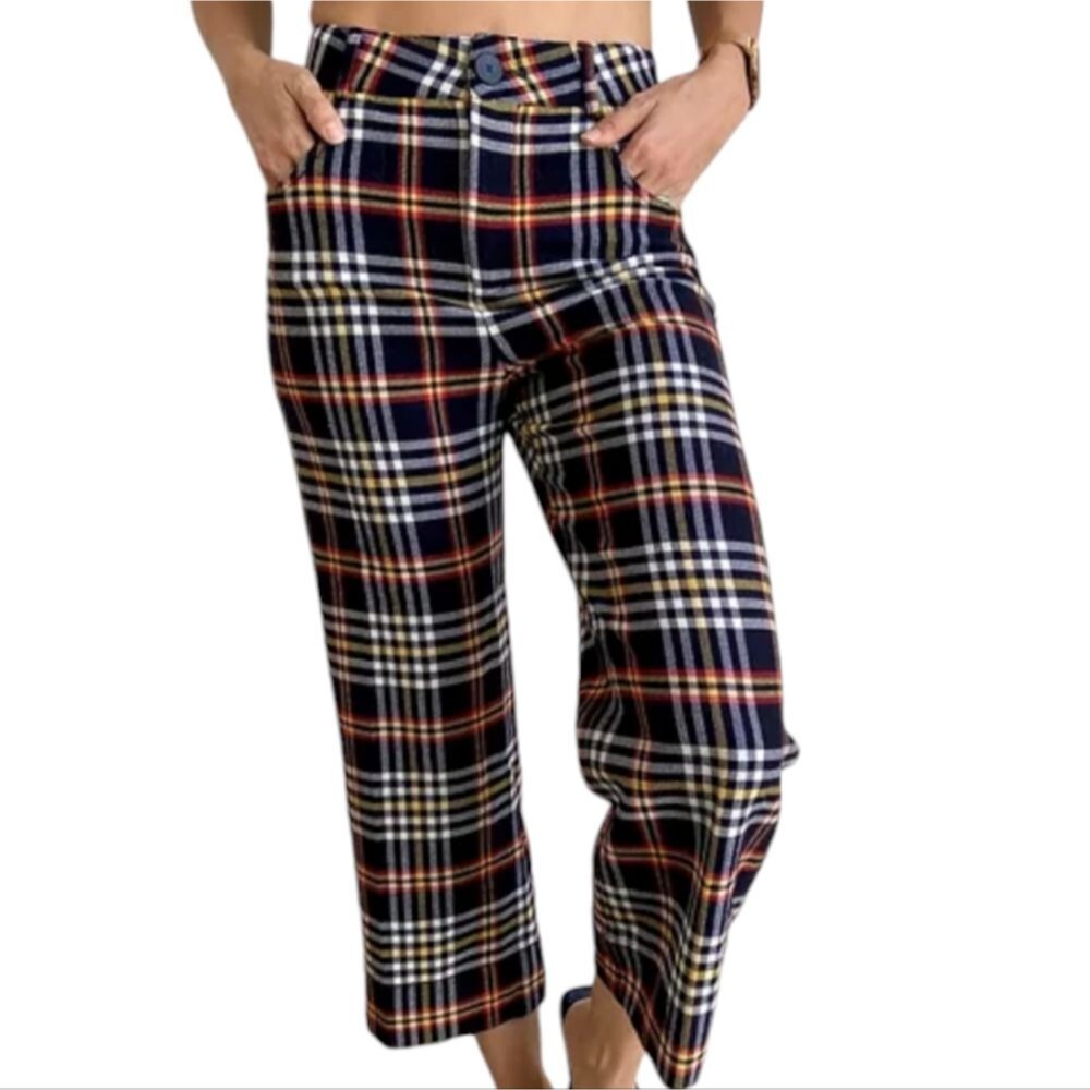 Zara Plaid Ginham Cropped Pants XS
